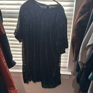 Black sequin swing dress (plus size)